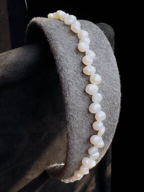 Pearl-Embellished Wool Headband — Gray